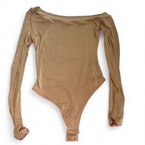 Free People Beige Long Sleeve Top